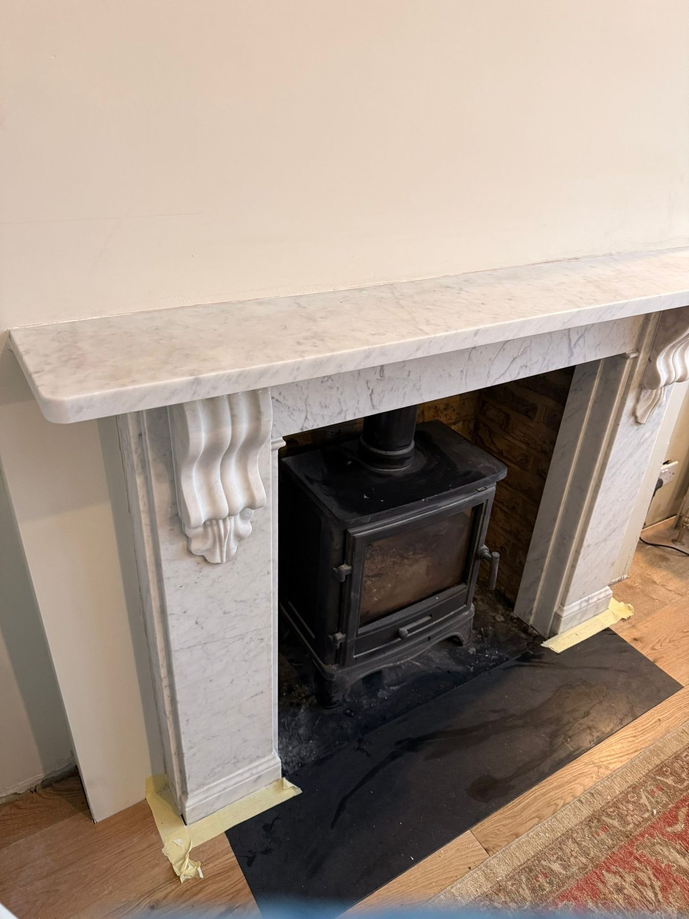 Fireplace in Bianco Carrara — Bianco Carrara, honed