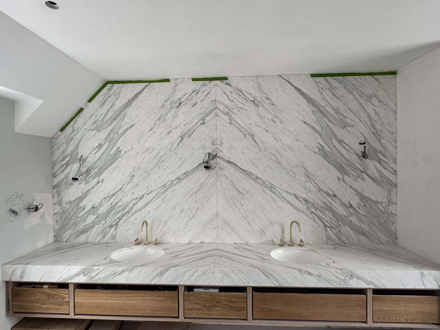 Book-matched Vanity Wall in Calacatta — Calacatta, honed