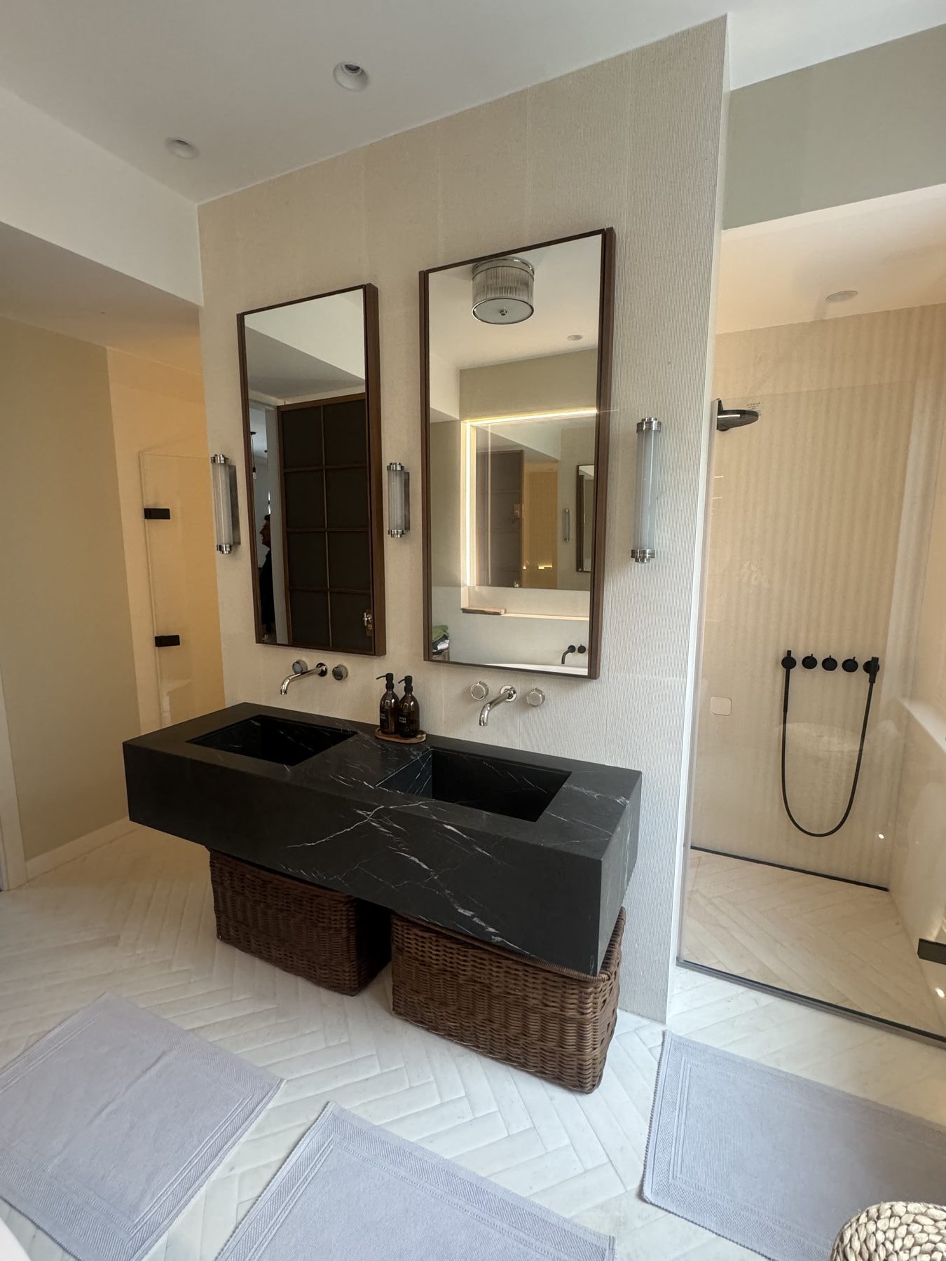 Double-basin Vanity in Pietra Grey — Pietra Grey, honed